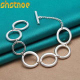925 Silver Circle Chain Bracelet Party Engagement Wedding Gift