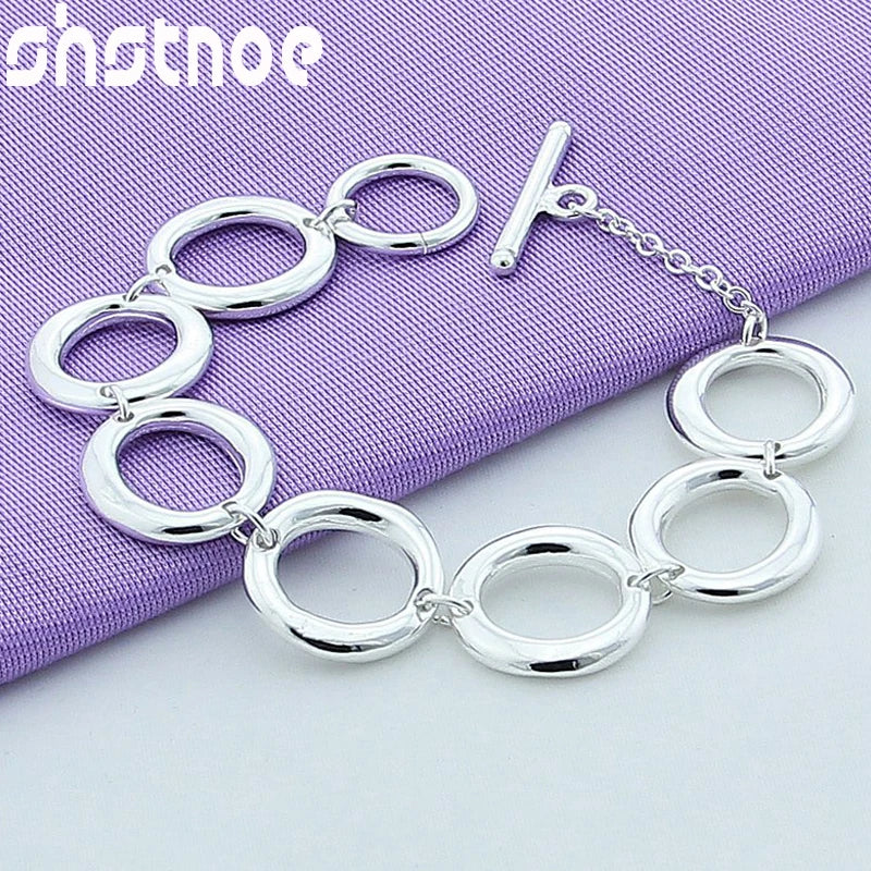 925 Silver Circle Chain Bracelet Party Engagement Wedding Gift
