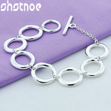 925 Silver Circle Chain Bracelet Party Engagement Wedding Gift