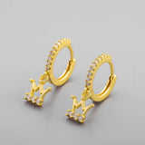 925 Silver Circle Earrings Crown Zircon Tassel Jewelry