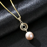 925 Silver Circle Freshwater Pearl Chain Pendant Necklace