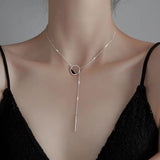 925 Silver Circle Necklace for Women Clavicle Chain Fine Jewelry