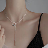 925 Silver Circle Necklace for Women Clavicle Chain Fine Jewelry
