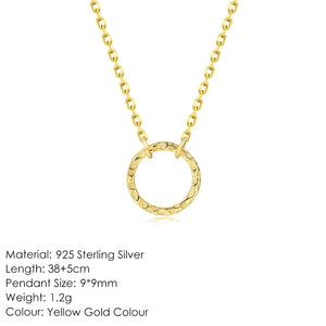 925 Silver Circle Pendant Necklace for Women Minimalist Jewelry