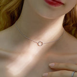 925 Silver Circle Pendant Necklace for Women Minimalist Jewelry
