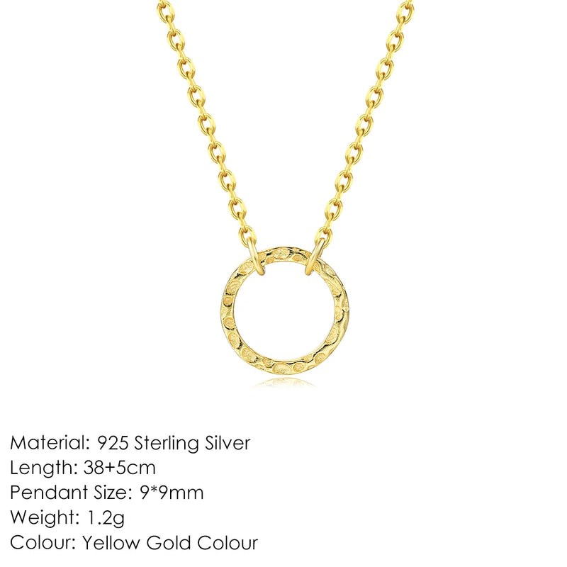 925 Silver Circle Pendant Necklace for Women Minimalist Jewelry