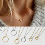925 Silver Circle Pendant Necklace for Women Minimalist Jewelry