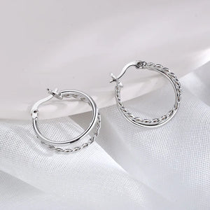 925 Sterling Silver Circle Piercing Hoop Earrings For Women Girls