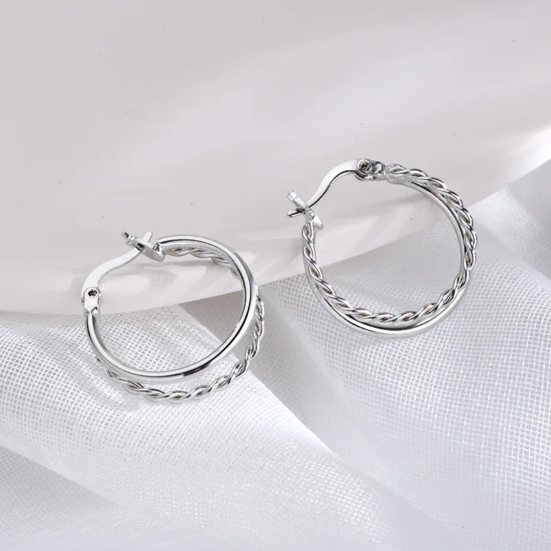 925 Sterling Silver Circle Piercing Hoop Earrings For Women Girls