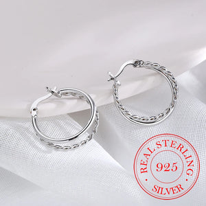 925 Sterling Silver Circle Piercing Hoop Earrings For Women Girls