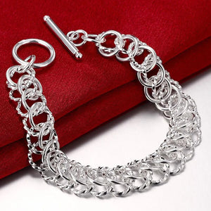 925 Sterling Silver Circle Ring Bracelets For Women Wedding