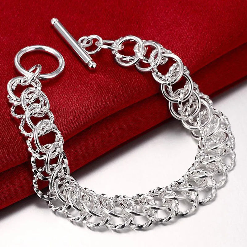 925 Sterling Silver Circle Ring Bracelets For Women Wedding