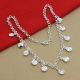 925 Silver Circle Bean Chain Necklace For Women Charm Jewelry
