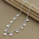 925 Silver Circle Bean Chain Necklace For Women Charm Jewelry