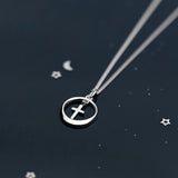 925 Silver Circle Cross Pendant Necklace for Women