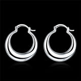 925 Silver Smooth U-Shape Big Hoop Earrings Women Wedding