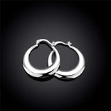 925 Silver Smooth U-Shape Big Hoop Earrings Women Wedding