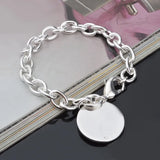 925 Silver Circle Tag Bracelet Wedding Party Jewelry