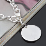 925 Silver Circle Tag Bracelet Wedding Party Jewelry