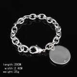 925 Silver Circle Tag Bracelet Wedding Party Jewelry