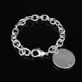 925 Silver Circle Tag Bracelet Wedding Party Jewelry