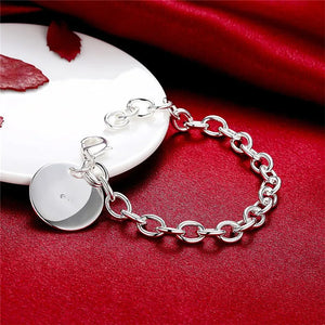 925 Silver Circle Tag Bracelet Wedding Party Jewelry