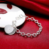 925 Silver Circle Tag Bracelet Wedding Party Jewelry