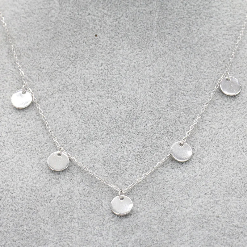 925 Silver Circles Pendant Necklace Chain Jewelry for Women Girls Wedding Gift