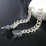 925 Sterling Silver 10mm Cuban Chain Bracelet for Men Women
