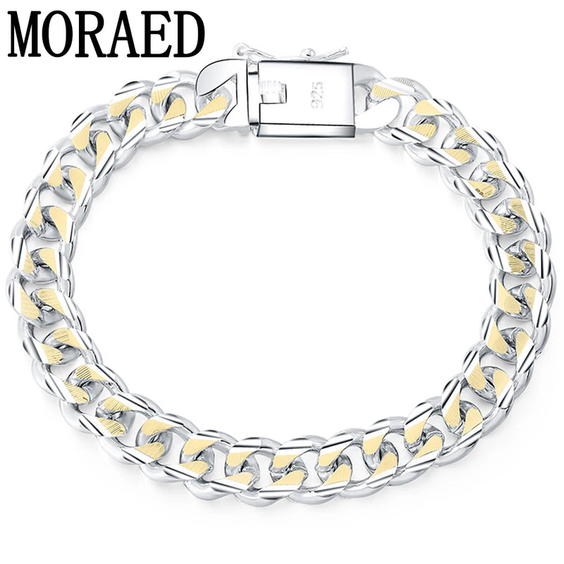 925 Sterling Silver 10mm Cuban Chain Bracelet for Men Women