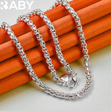 925 Silver 4mm Round Box Chain Necklace 18/20/24 Inches