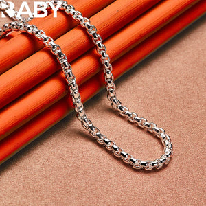 925 Silver 4mm Round Box Chain Necklace 18/20/24 Inches