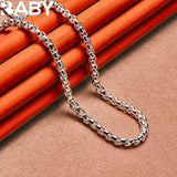 925 Silver 4mm Round Box Chain Necklace 18/20/24 Inches