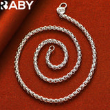 925 Silver 4mm Round Box Chain Necklace 18/20/24 Inches