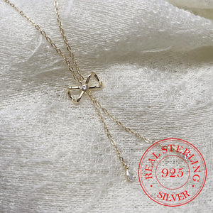 925 Silver Bowknot Tassel Choker Necklace for Women