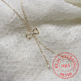 925 Silver Bowknot Tassel Choker Necklace for Women