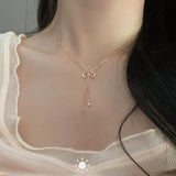 925 Silver Bowknot Tassel Choker Necklace for Women