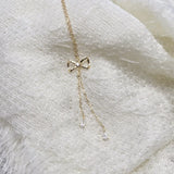 925 Silver Bowknot Tassel Choker Necklace for Women