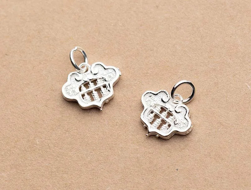 925 Silver Chinese Lock Charms 14x12.5mm Jewelry Pendants