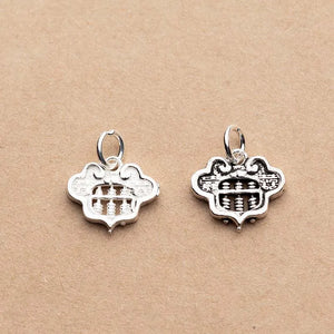 925 Silver Chinese Lock Charms 14x12.5mm Jewelry Pendants