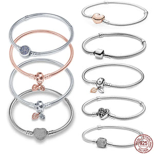 925 Silver Womens Bracelet Snake Made in Bones, Cute Design