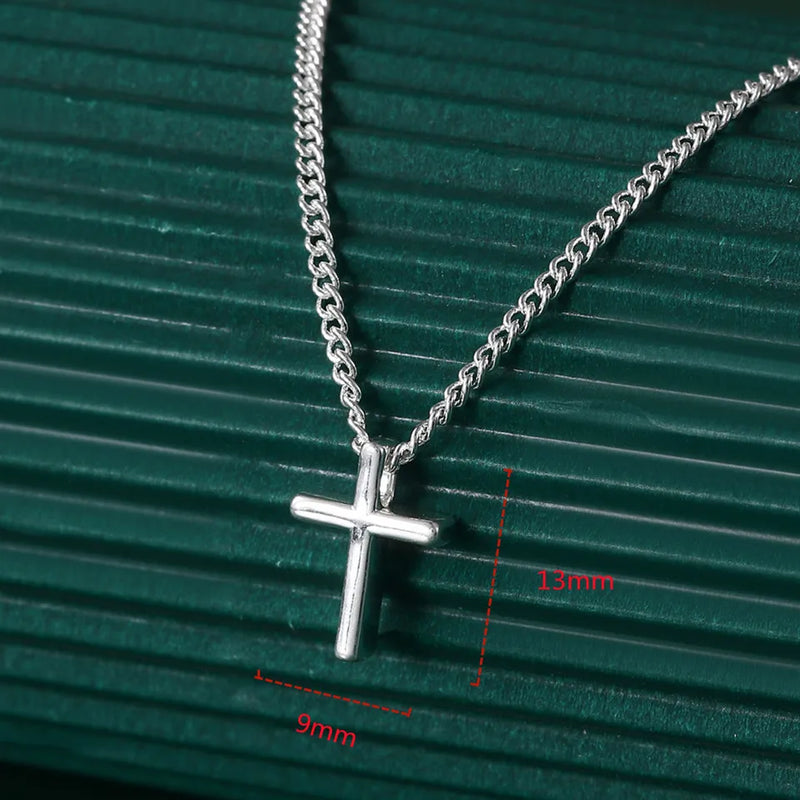 925 Silver Classic Cross Pendant Necklace Sweet Small Cross Necklace for Woman