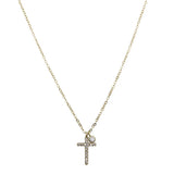 925 Sterling Silver Crystal Cross Choker Necklace Pendant 14K Plated