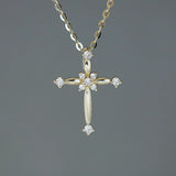 925 Silver Crystal Cross Choker Necklace - Wedding Party Jewelry Gift