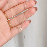 925 Silver Crystal Crown Choker Necklace 14K Plated Wedding Jewelry
