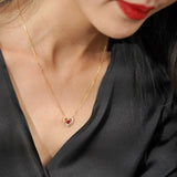 925 Sterling Silver Crystal Heart Choker Necklace Pendant 14K Plated