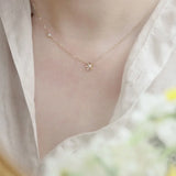 925 Silver Daisy Flower Choker Necklace 14K Plated Wedding Jewelry