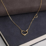 925 Silver Double Heart Choker Necklace for Women
