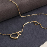 925 Silver Double Heart Choker Necklace for Women
