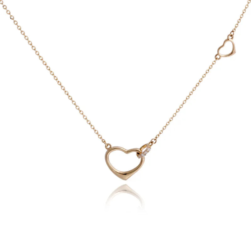 925 Silver Double Heart Choker Necklace for Women
